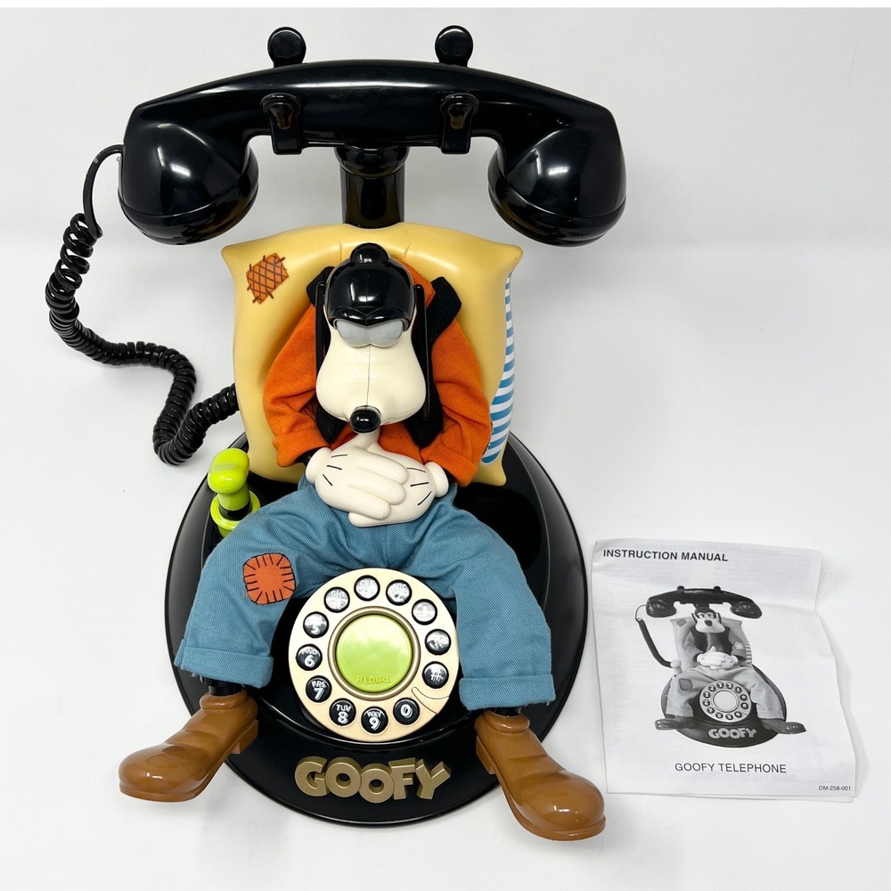 VTG 1990s GOOFY Animated Talking Phone Corded Telephone w Manual TESTED WORKS!